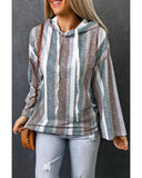 Azura Exchange Striped Textured Knit Hoodie - L