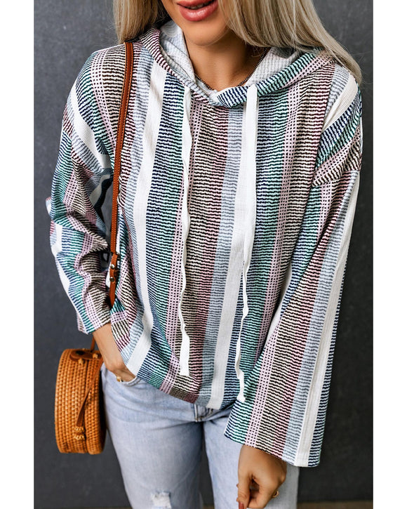 Azura Exchange Striped Textured Knit Hoodie - M