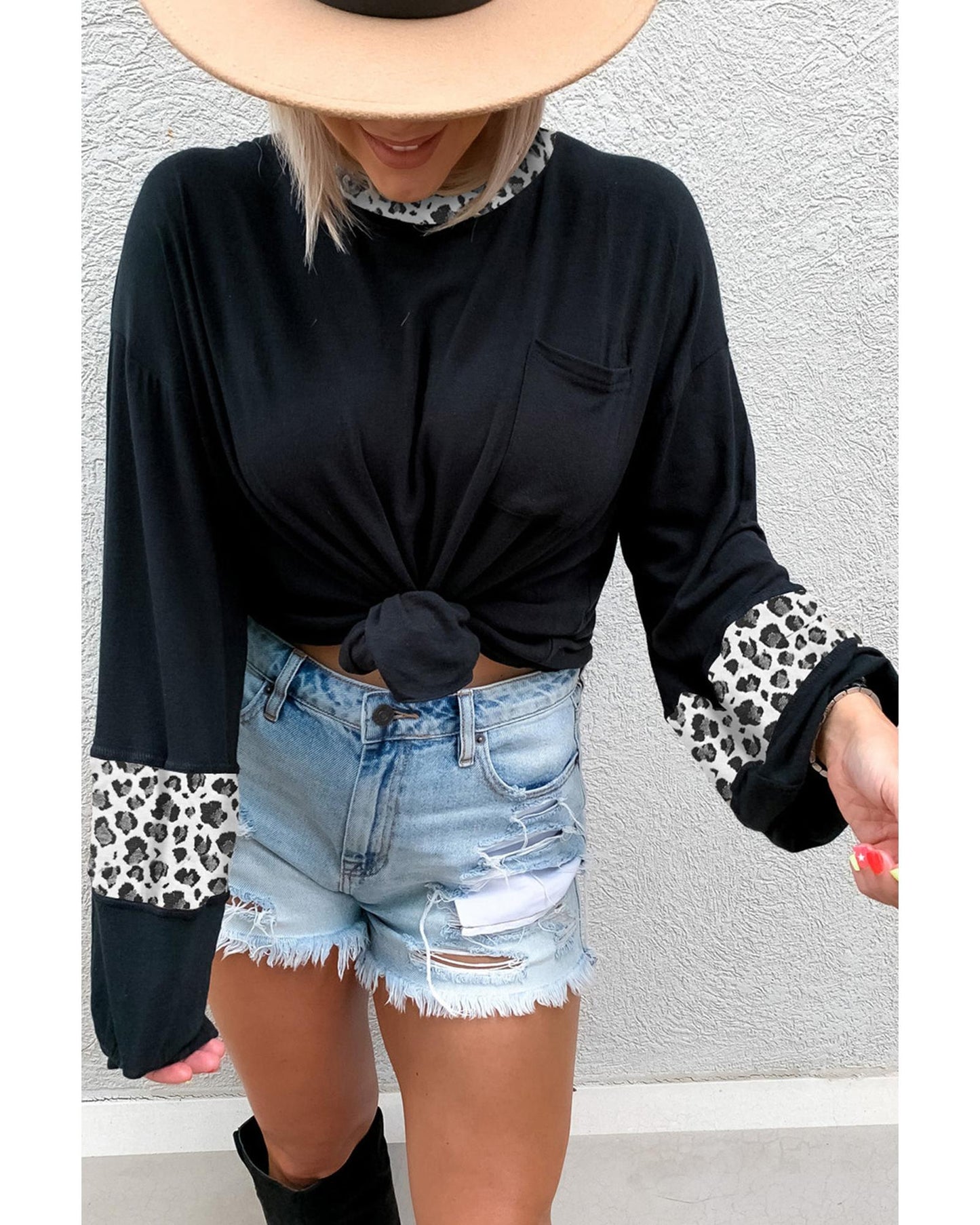 Azura Exchange Leopard Print Balloon Sleeve Top - XL