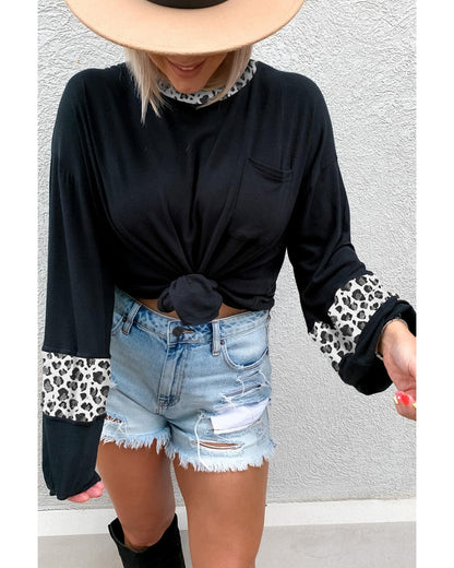 Azura Exchange Leopard Print Balloon Sleeve Top - XL