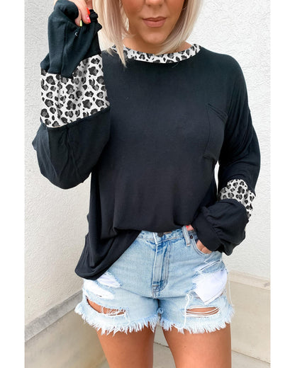 Azura Exchange Leopard Print Balloon Sleeve Top - XL