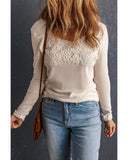 Azura Exchange Lace Crochet V Neck Long Sleeve Top - XL