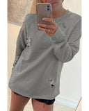 Cheeky X by Azura Exchange Distressed Ribbed Trim Pullover - L