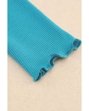 Azura Exchange Waffle Knit Long Sleeve Henley Top - S