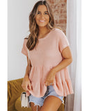 Azura Exchange Waffle Knit Tiered Sleeve Blouse - L