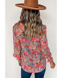 Azura Exchange Floral Puff Sleeve Blouse - S