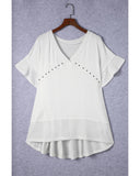 Azura Exchange Knit V Neck Studded Blouse - XL