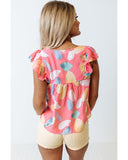 Cheeky X by Azura Exchange Patterned Ruffled Cap Sleeve Shift Top - M