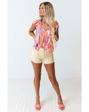 Cheeky X by Azura Exchange Patterned Ruffled Cap Sleeve Shift Top - M