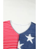 Azura Exchange Striped Star Print Knit Short Sleeve Top - S