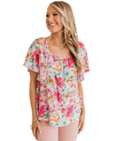 Azura Exchange Watercolor Floral Ruffle Sleeve Blouse - S