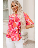 Azura Exchange Wide Sleeve Floral Print Blouse - S