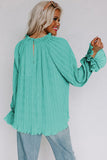 Azura Exchange Pleated Flared Cuff Long Sleeve Blouse - L