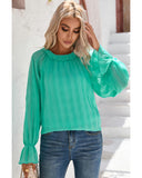 Azura Exchange Pleated Flared Cuff Long Sleeve Blouse - L