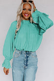 Azura Exchange Pleated Flared Cuff Long Sleeve Blouse - XL
