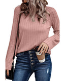 Azura Exchange Ribbed Knit Long Sleeve Top - 2XL