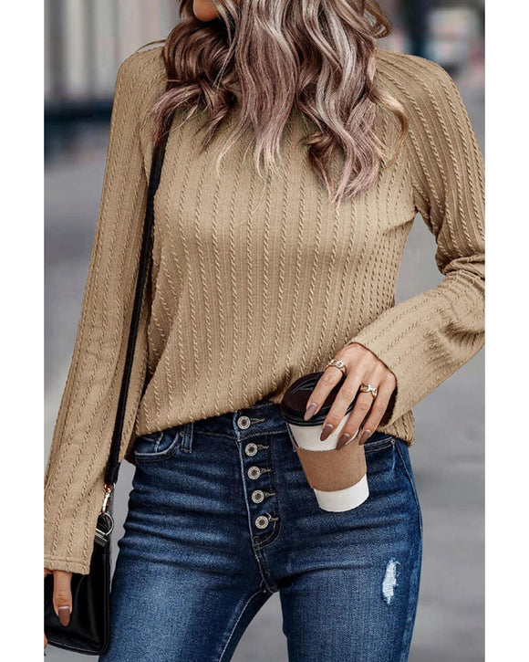 Azura Exchange Ribbed Knit Long Sleeve Top - S