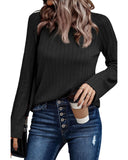 Azura Exchange Ribbed Round Neck Knit Long Sleeve Top - S