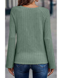 Azura Exchange Green Ribbed Round Neck Knit Top - L
