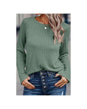 Azura Exchange Green Ribbed Round Neck Knit Top - S