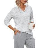 Azura Exchange Relaxed Rib Knit Long Sleeve Henley Top - L