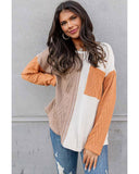 Cheeky X by Azura Exchange Textured Knit Top with Colorblock Chest Pocket - L