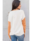 Azura Exchange Textured Knit Top with Colorblock Chest Pocket - XL