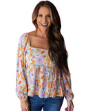 Azura Exchange Floral Puff Sleeve Babydoll Blouse - S