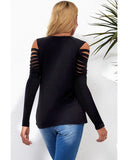Azura Exchange Mesh Patch Ripped Long Sleeve Top - S