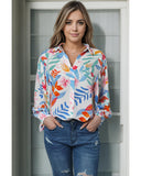 Azura Exchange Vibrant Floral Printed Billowy Sleeve Shirt - S