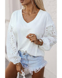 Azura Exchange Embroidered Patchwork Puff Sleeve Blouse - XL