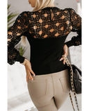 Azura Exchange Floral Lace Splicing Long Sleeve Top - XL
