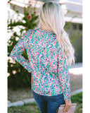Azura Exchange Elegant Floral Print Long Sleeve Blouse - M