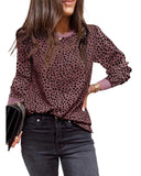 Azura Exchange Spotted Print Round Neck Long Sleeve Top - L