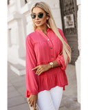 Azura Exchange Half Buttoned Ruffle Tiered Long Sleeve Blouse - M