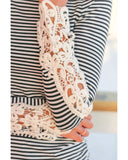 Azura Exchange Lace Crochet Long Sleeve Top - L