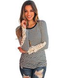Azura Exchange Lace Crochet Long Sleeve Top - L
