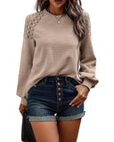 Azura Exchange Textured Lace Long Sleeve Pullover - S