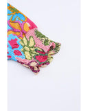 Azura Exchange Bracelet Sleeve Floral Print Blouse - L