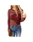 Azura Exchange Color Block Ribbed Knit Top with Exposed Seams - M