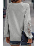 Azura Exchange Crochet Lace Patch Raglan Sleeve Top - M