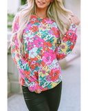 Azura Exchange Floral Long Sleeve Top with Twisted Hollow-out Back - S