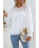 Azura Exchange Lace Patch Sheer Flounce Sleeve Blouse - M