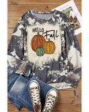 Azura Exchange Hello Fall Pumpkin Graphic Tie Dye Long Sleeve Top - L