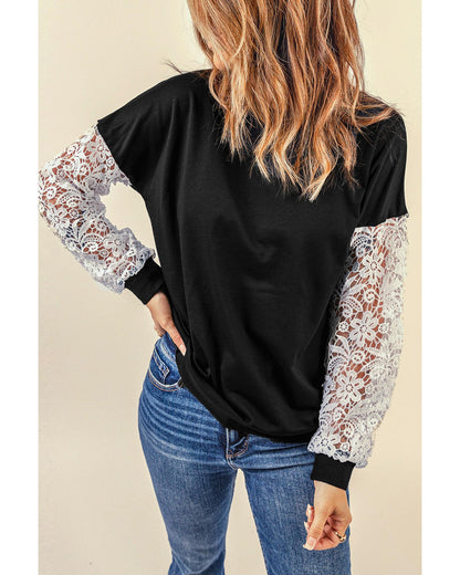 Azura Exchange Lace Sleeve Top - M