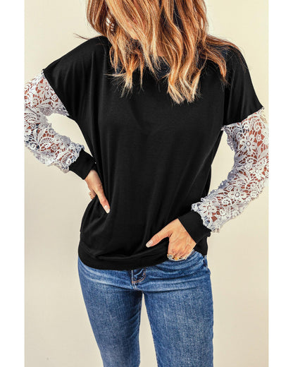 Azura Exchange Lace Sleeve Top - M