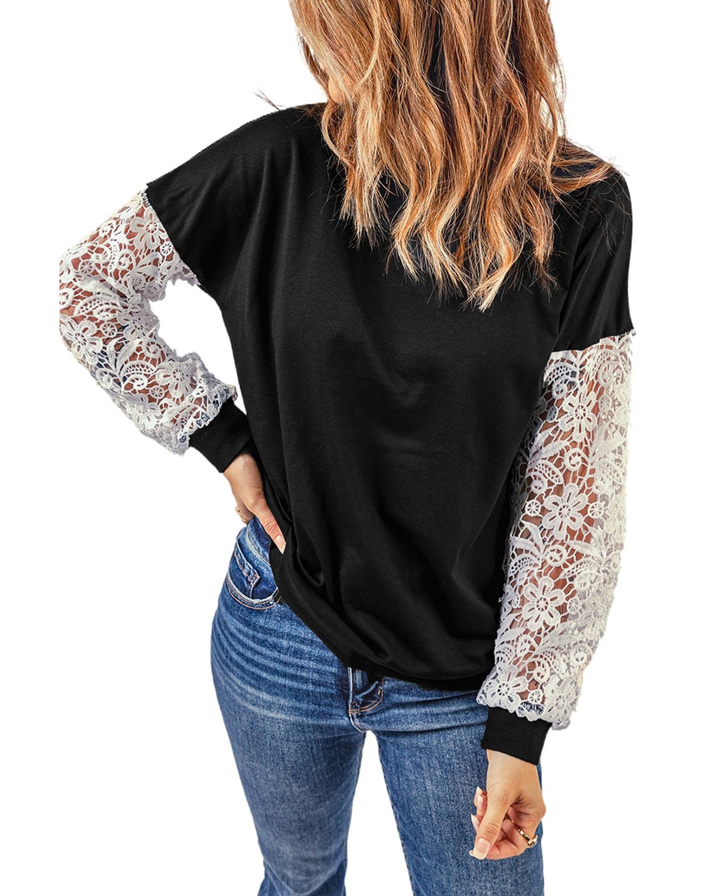 Azura Exchange Lace Sleeve Top - M