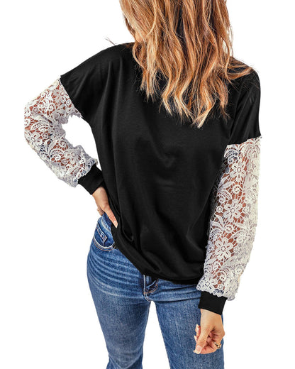 Azura Exchange Lace Sleeve Top - M