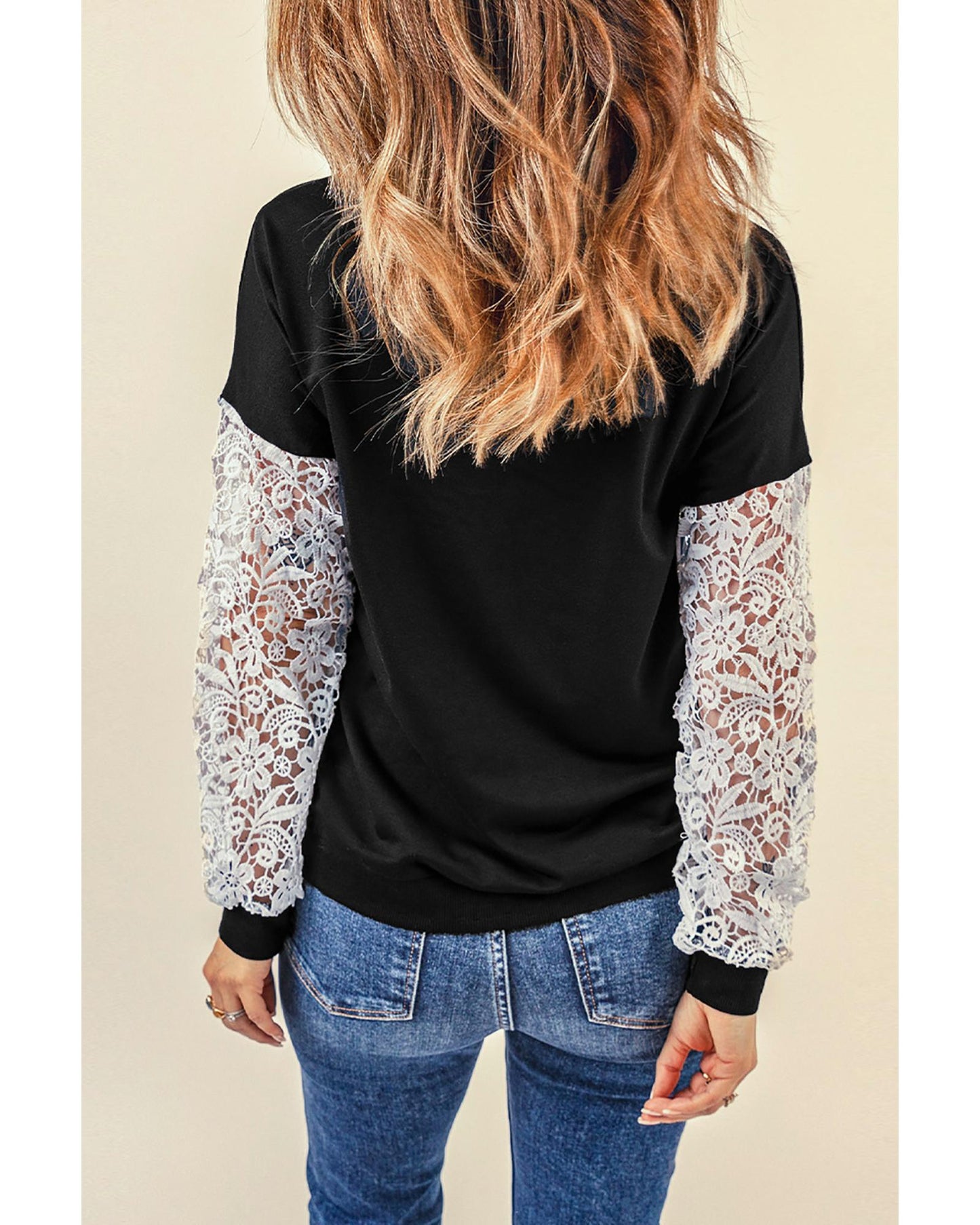 Azura Exchange Lace Sleeve Top - M