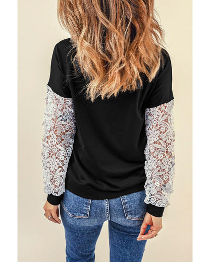 Azura Exchange Lace Sleeve Top - M